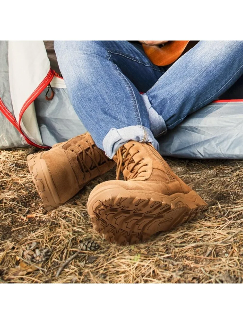 Men's Tactical Military Work Boots with Side Zipper | Durable, Waterproof